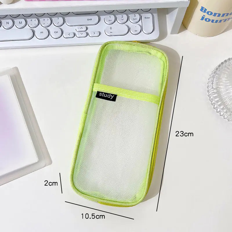Large-Capacity Transparent Mesh Pencil Bag for Students