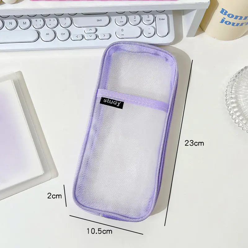 Large-Capacity Transparent Mesh Pencil Bag for Students